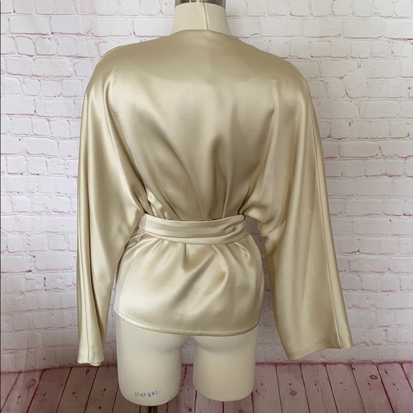 THE ROW Haki Satin light gold kimono top - Picture 6 of 9